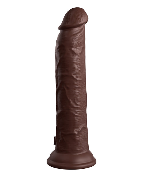 King Cock Elite Dual Density Vibrating Rechargeable Silicone Dildo with Remote Control 9in - Chocolate
