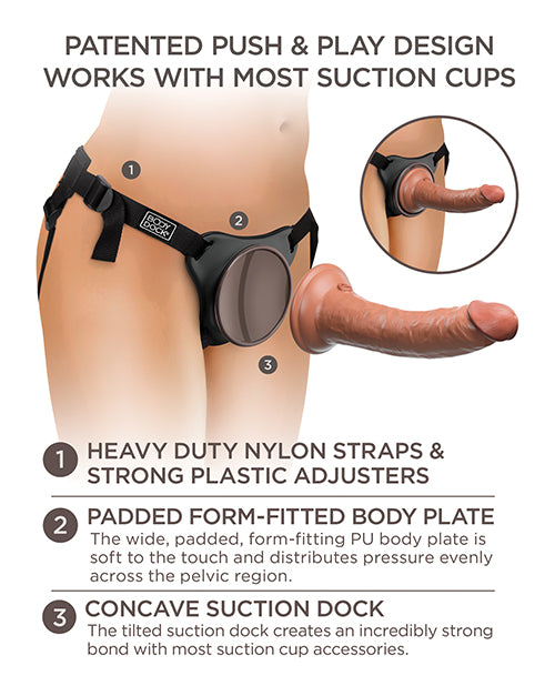 King Cock Comfy Silicone Body Dock Strap-on Kit With Dildo 7in - Caramel/Black