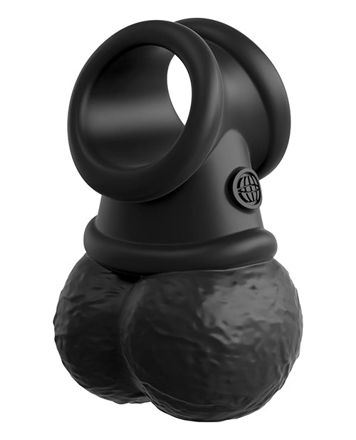King Cock Elite Ultimate Vibrating Rechargeable Silicone Body Dock Kit with Vibrating Crown Jewels and Dildo with Remote Control 8in - Vanilla/Black