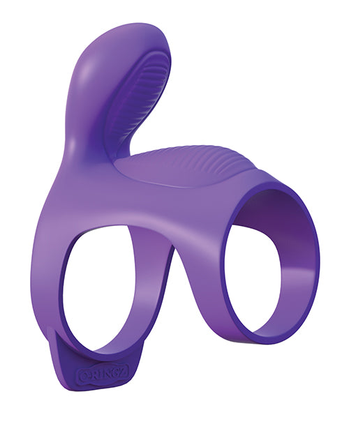 Fantasy C-Ringz Ultimate Silicone Couples Cage Cock Ring with Wired Remote Control - Purple