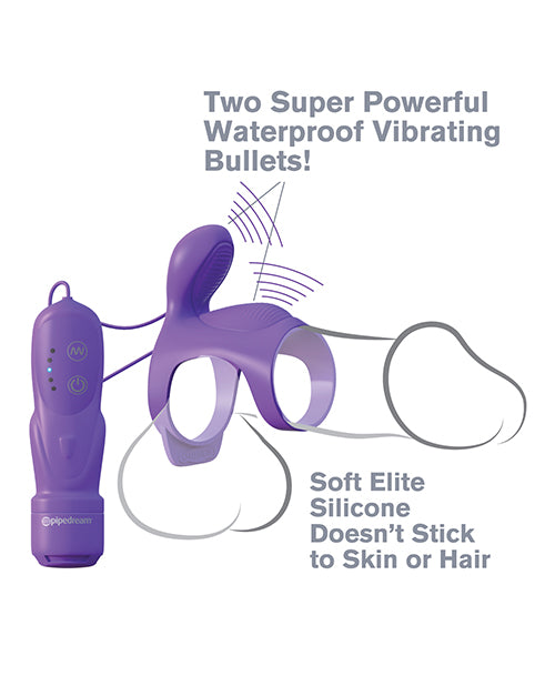 Fantasy C-Ringz Ultimate Silicone Couples Cage Cock Ring with Wired Remote Control - Purple