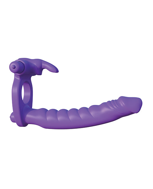 Fantasy C-Ringz Silicone Double Penetrator Rabbit Cock Ring - Purple