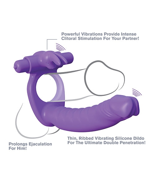 Fantasy C-Ringz Silicone Double Penetrator Rabbit Cock Ring - Purple