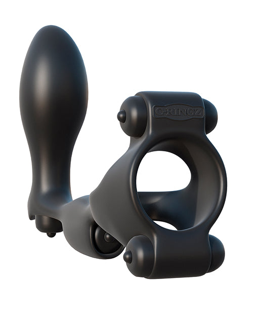 Fantasy C-Ringz Ultimate Silicone Ass-Gasm Cock Ring with Butt Plug - Black