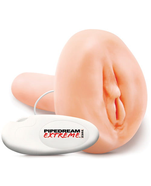 Pipedream Extreme Toyz Vibrating Freshman Fuckhole Masturbator with Bullet and Wired Remote Control - Pussy and Butt - Vanilla