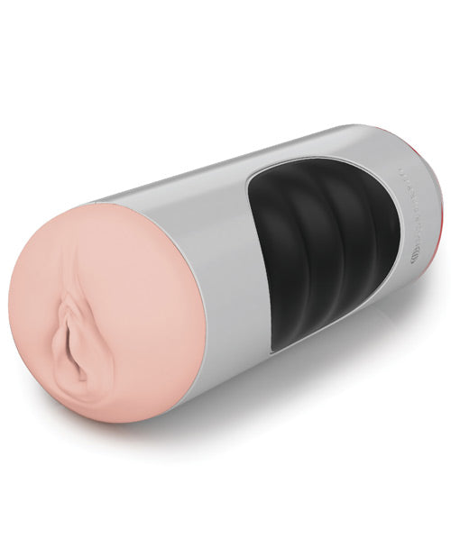 Pipedream Extreme Toyz Mega Grip Vibrating Pussy Masturbator - Pussy - White/Black/Vanilla