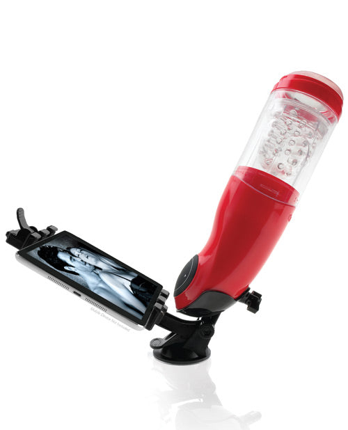 Pipedream Extreme Toyz Rechargeable Mega-Bator Mouth Masturbator - Mouth- Red/Clear