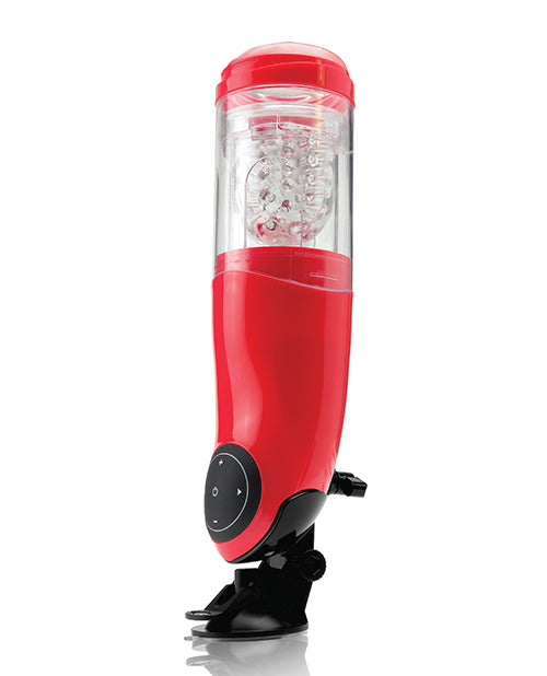 Pipedream Extreme Toyz Rechargeable Mega-Bator Mouth Masturbator - Mouth- Red/Clear