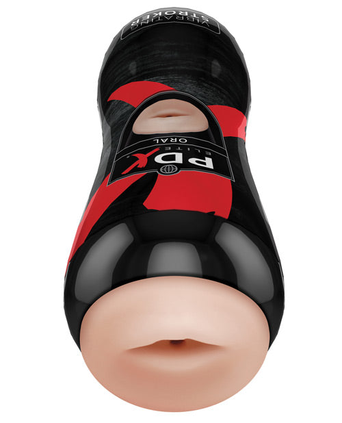 PDX Elite Vibrating Oral Masturbator with Bullet - Mouth - Vanilla/Black
