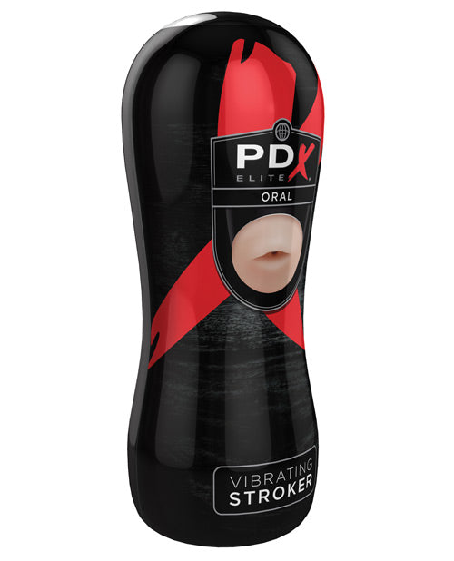PDX Elite Vibrating Oral Masturbator with Bullet - Mouth - Vanilla/Black