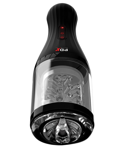PDX Elite Rechargeable Talk Dirty Rotobator Masturbator - Pussy - Clear/Black