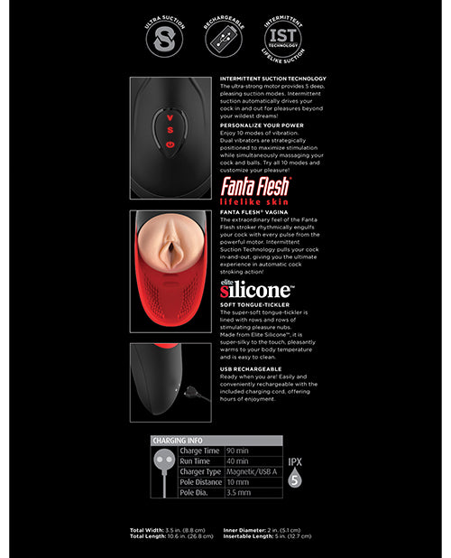 PDX Elite Fuck-O-Matic Stroker Rechargeable Masturbator - Pussy - Black/Vanilla