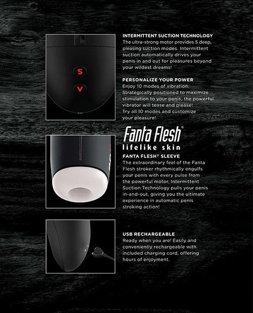 PDX Elite Fap-O-Matic Stroker Rechargeable Masturbator - Black/Vanilla