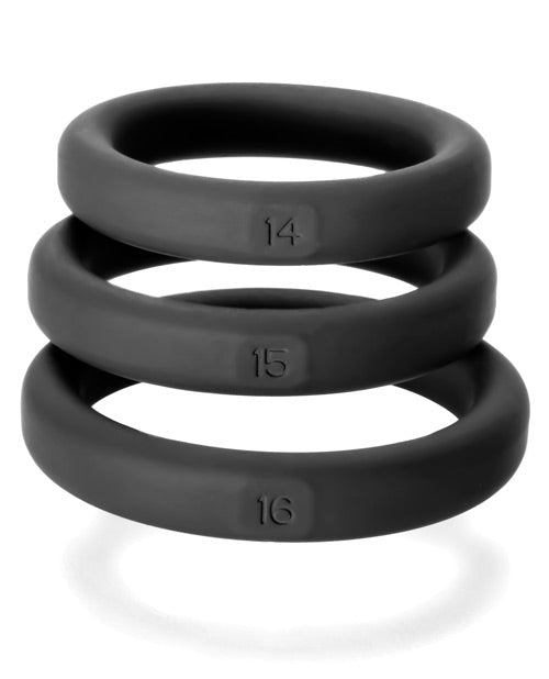 Perfect Fit Xact-Fit Silicone Ring Kit - Small/Medium - Black (3 pack)