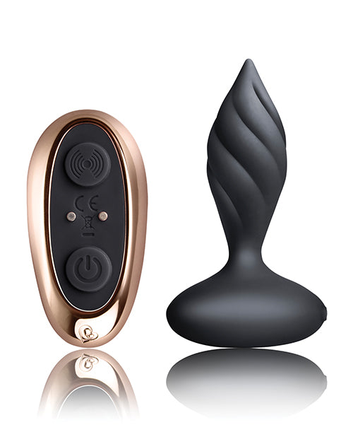 Desire Rechargeable Silicone Anal Plug with Remote Control - Black/Rose Gold