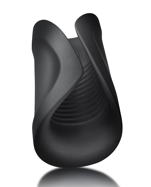 Rush Silicone Vibrating Textured Masturbator - Black