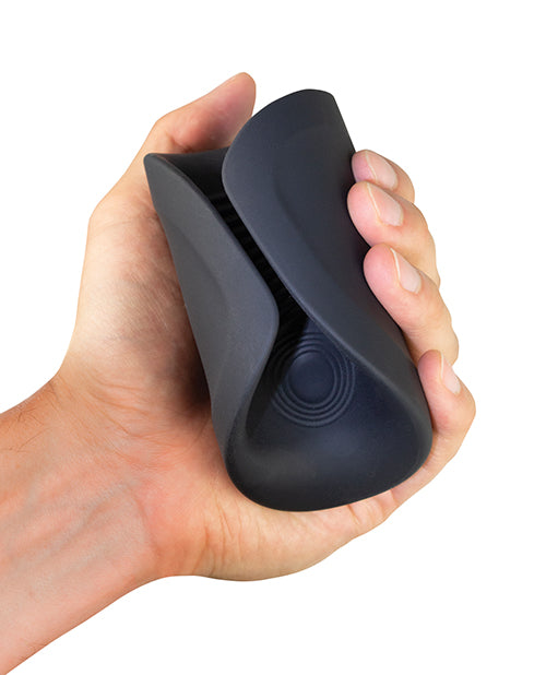 Rush Silicone Vibrating Textured Masturbator - Black
