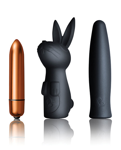 Silhouette Dark Desires Kit Silicone Sleeves and Bullet Vibrator - Black/Copper