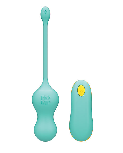 Romp Cello Rechargeable Silicone Vibrating Egg with Remote Control - Teal