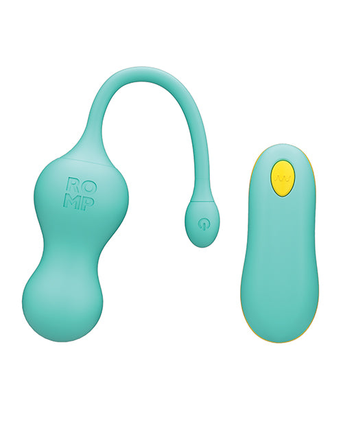 Romp Cello Rechargeable Silicone Vibrating Egg with Remote Control - Teal