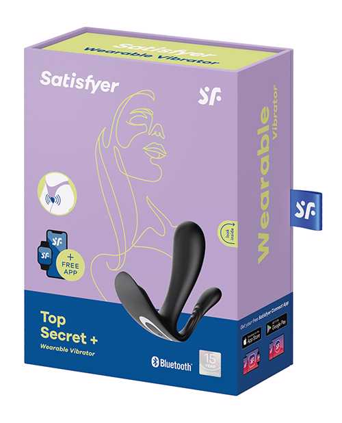 Satisfyer Top Secret+ Connect App Rechargeable Silicone Wearable Vibrator - Black