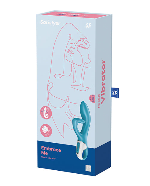 Satisfyer Embrace Me Silicone Rechargeable Rabbit Vibrator with Clitoral Stimulation - Turquoise