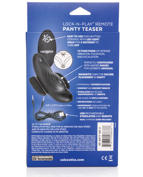Lock-N-Play Remote Panty Teaser Rechargeable Silicone Panty Vibe with Remote Control - Black