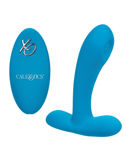 Silicone Pulsing Pleaser Rechargeable Vibrator with Remote Control - Blue
