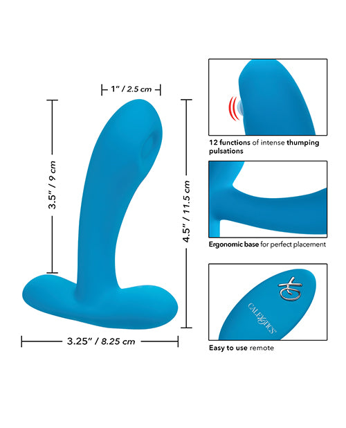 Silicone Pulsing Pleaser Rechargeable Vibrator with Remote Control - Blue