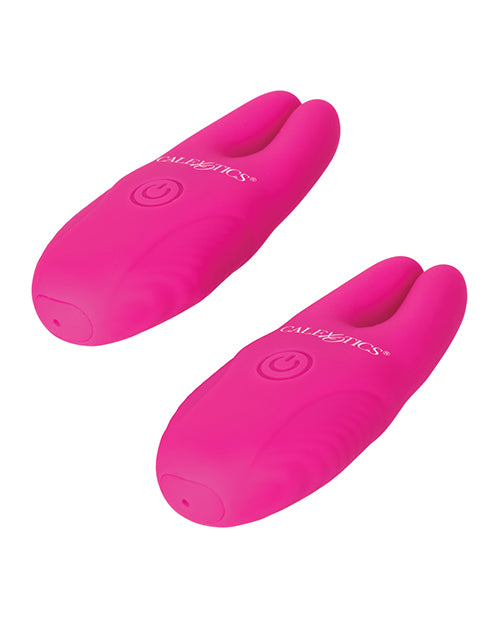Silicone Rechargeable Nipple Clamps with Remote Control - Pink