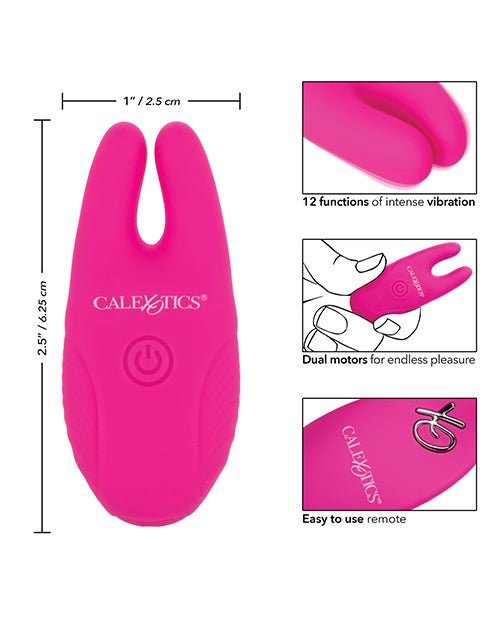 Silicone Rechargeable Nipple Clamps with Remote Control - Pink