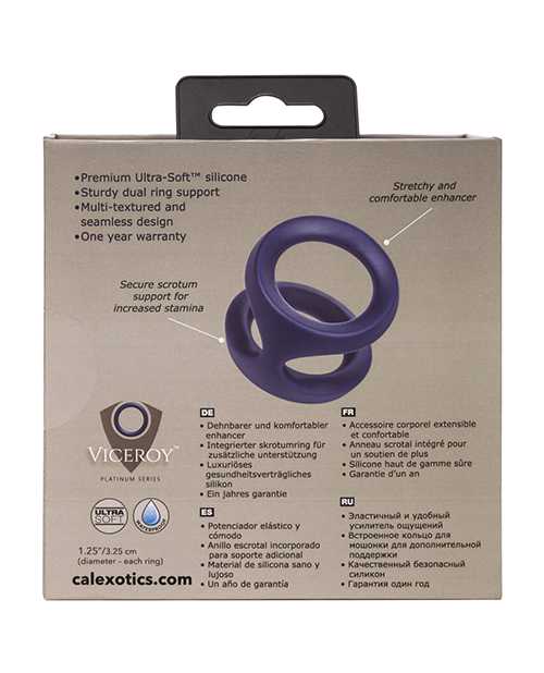 Viceroy Dual Ring Silicone Cock Ring - Blue
