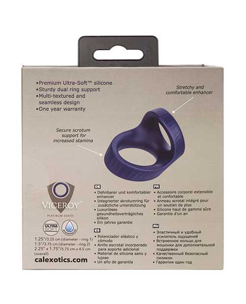 Viceroy Max Dual Ring Silicone Cock Ring - Blue