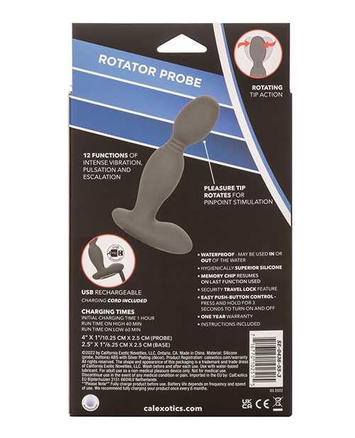Eclipse Rechargeable Silicone Rotator Probe - Grey