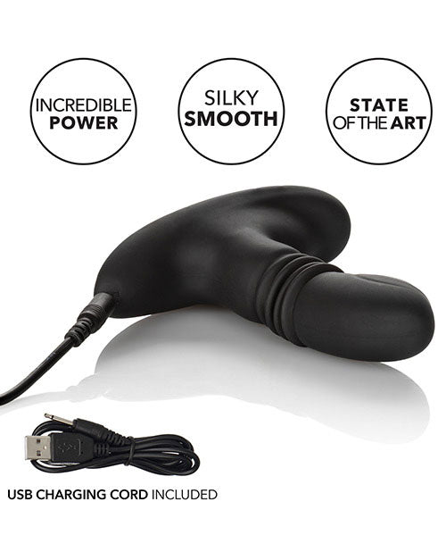 Eclipse Thrusting Rotator Probe Silicone Rechargeable Vibrating Butt Plug with Remote Control - Black