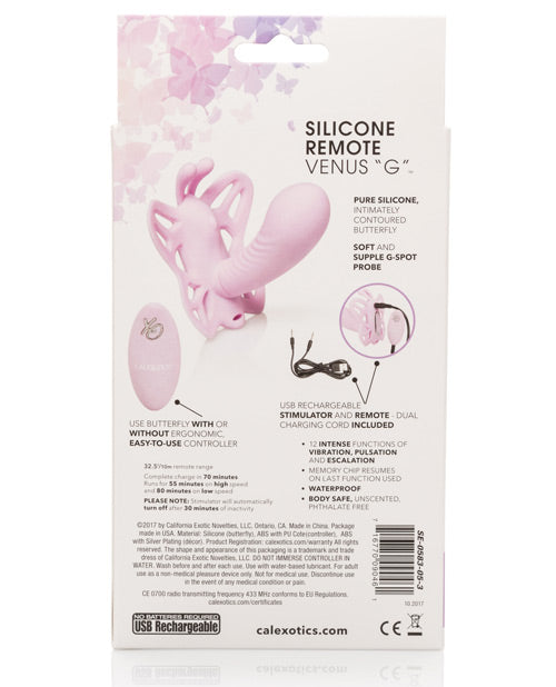Venus Butterfly Venus G Silicone Rechargeable Strap-On with Remote Control - Pink