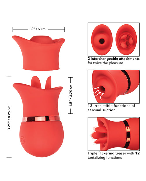 French Kiss Suck and Play Rechargeable Silicone Clitoral Vibrator - Red
