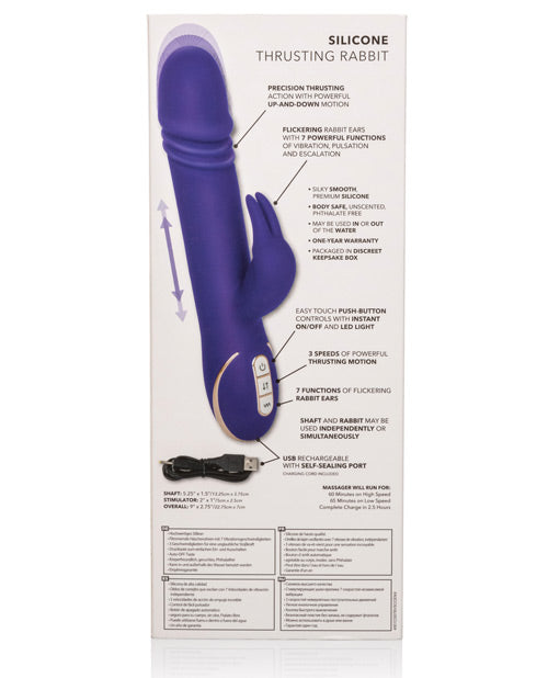Jack Rabbit Signature Silicone Thrusting Rabbit Rechargeable Vibrator - Purple