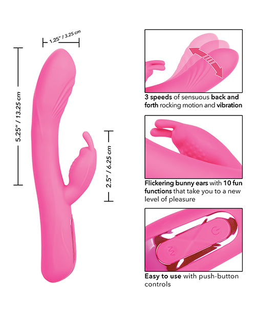 Jack Rabbit Elite Rocking Rabbit Silicone Rechargeable Rabbit Vibrator - Pink