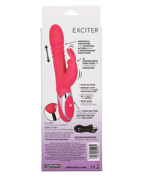 Enchanted Exciter Rechargeable Silicone Thrusting Rabbit Vibrator - Pink