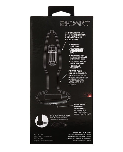 Bionic Pressure Rimming Probe Rechargeable Silicone Anal Stimulator - Black