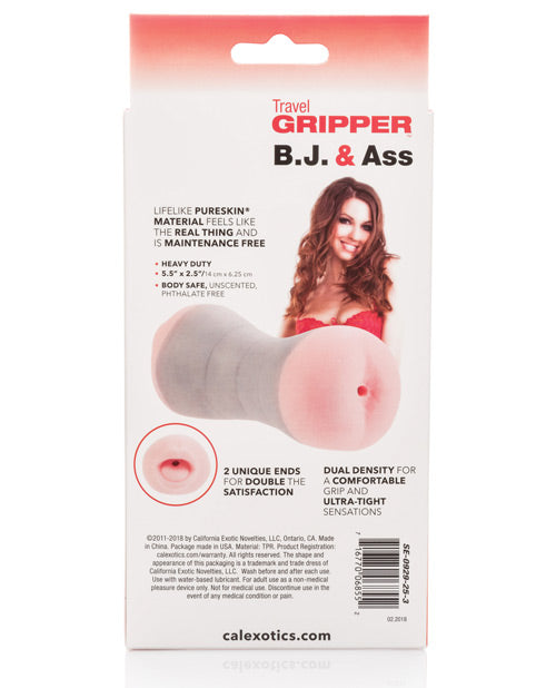 Travel Gripper Dual Density Stroker - Pussy and Ass - Pink