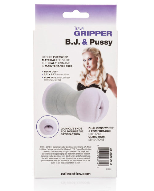 Travel Gripper Dual Density Stroker - Mouth and Pussy - Purple