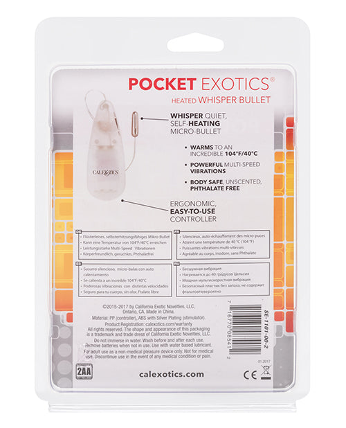 Pocket Exotics Warming Whisper Bullet with Wired Remote Control - Silver
