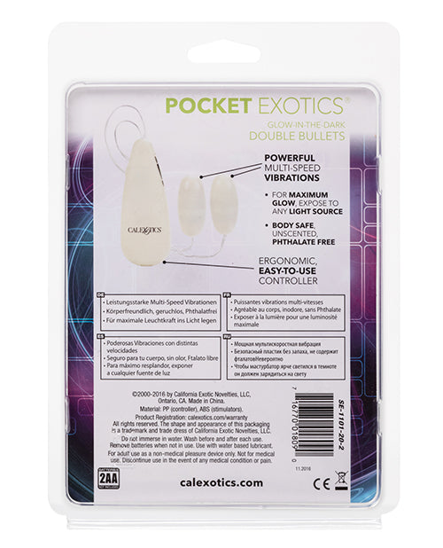 Pocket Exotics Glow-In-The-Dark Double Bullets with Wired Remote Control - Glow