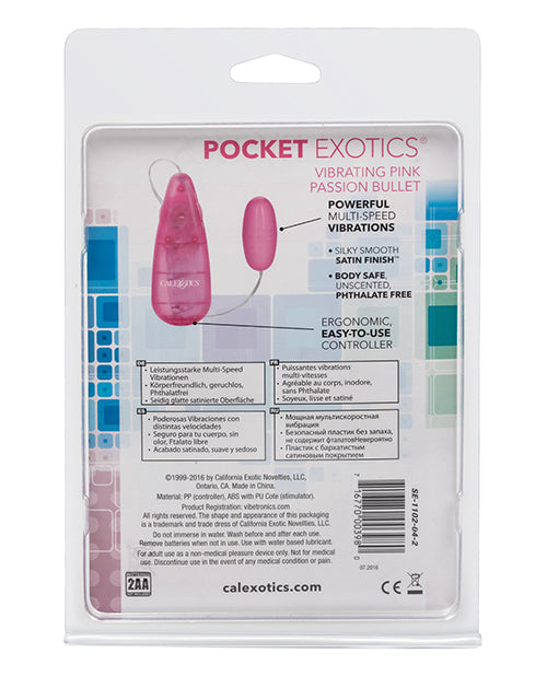 Pocket Exotics Vibrating Pink Passion Bullet with Wired Remote Control - Pink