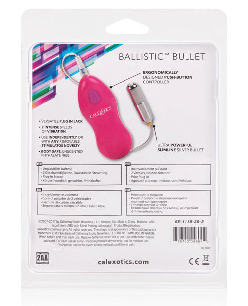 Ballistic Slimline Bullet with Wired Remote Control - Pink
