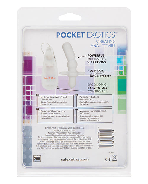 Pocket Exotics Anal T Vibrating Butt Plug and Wired Remote Control - Ivory
