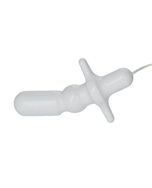 Pocket Exotics Anal T Vibrating Butt Plug and Wired Remote Control - Ivory
