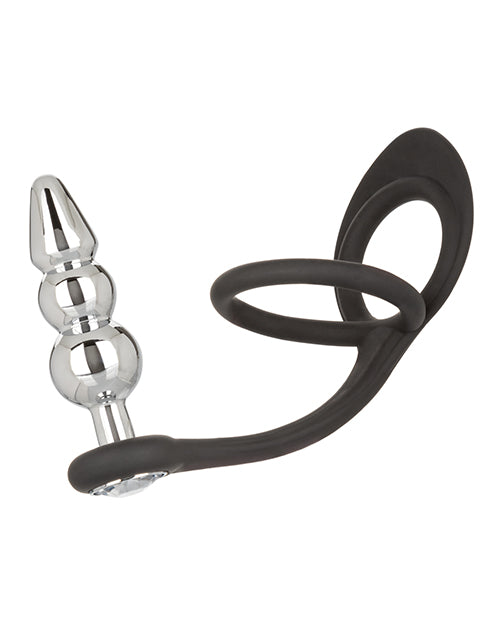 Star Fucker Beaded Plug Silicone Dual Enhancer - Black